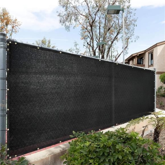 8' x 50' Black Fence Privacy Screen Cover Windscreen with Heavy Duty Brass - Picture 1 of 6